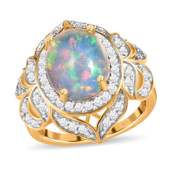 Nat&uuml;rlicher, &auml;thiopischer Welo Opal und Zirkon-Ring - 4,61 ct. image number 4