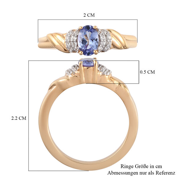 Tansanit und Zirkon Ring 925 Silber vergoldet  ca. 0,60 ct image number 7