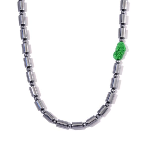 Gr&uuml;ne Jade und Terahertz Halskette, 50 cm - 340 ct.