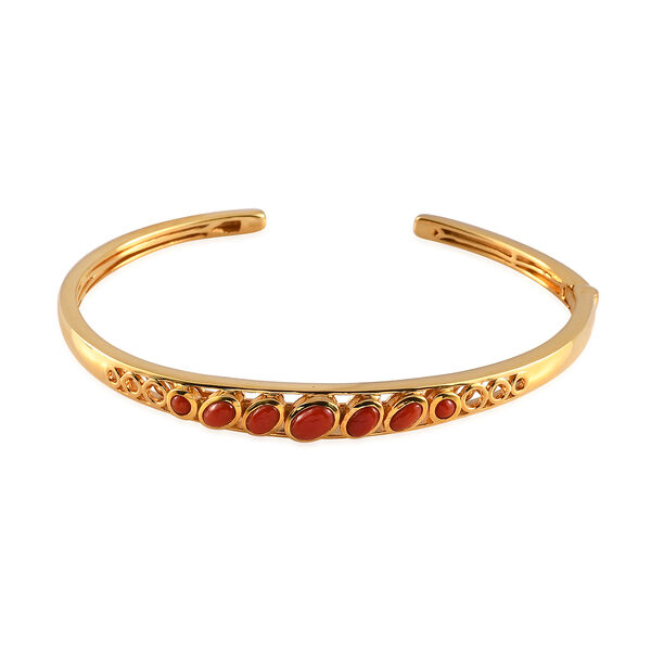 Koralle Armreif 19 cm 925 Silber vergoldet ca. 2,10 ct