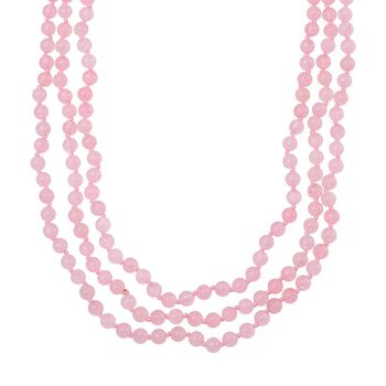 Dreilagige Rosenquarz-Halskette, 150cm - 375 ct.