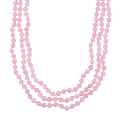 Rosenquarz mehrreihige Kette, 150 cm, ca. 375.00 ct