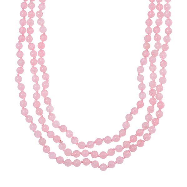 Dreilagige Rosenquarz-Halskette, 150cm - 375 ct. image number 0