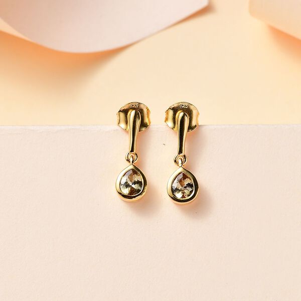 AA nat&uuml;rlicher goldener Tansanit Ohrringe, ca. 0,58 ct. image number 2