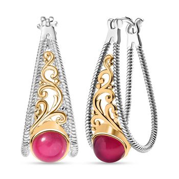 D'Joy Maulbeer Mondstein Ohrringe 925 Silber Rhodiniert und 750 Gelbgold Vermeil ca. 4.50 ct