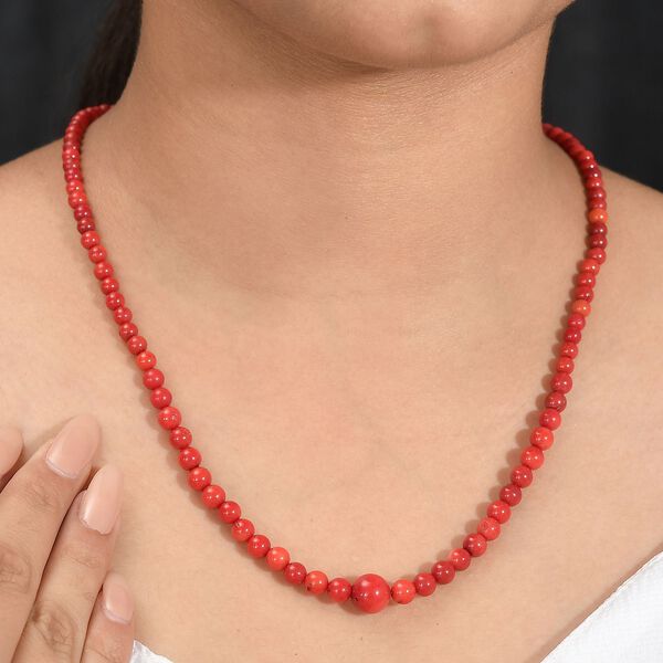 Koralle Halskette ca. 50 cm Edelstahl rhodiniert ca. 88,20 ct. image number 3