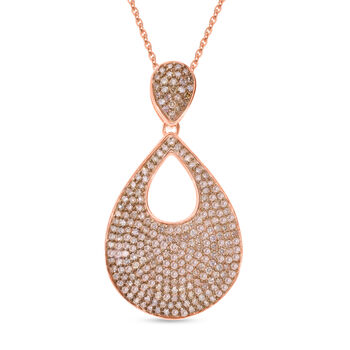 Nat&uuml;rlicher Champagner Diamant P Anh&auml;nger 925 Silber Ros&eacute;gold Vermeil ca. 1,00 ct.