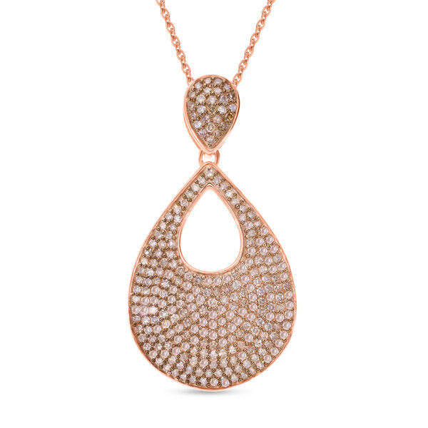 Nat&uuml;rlicher Champagner Diamant P Anh&auml;nger 925 Silber Ros&eacute;gold Vermeil ca. 1,00 ct.