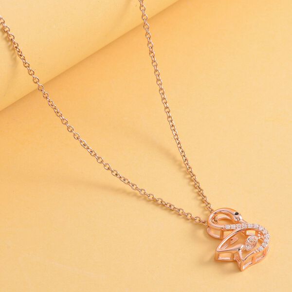 Weißer Zirkonia-Anhänger mit Edelstahl-Kette, 925 Silber rosévergoldet ca. 0,60 ct image number 3