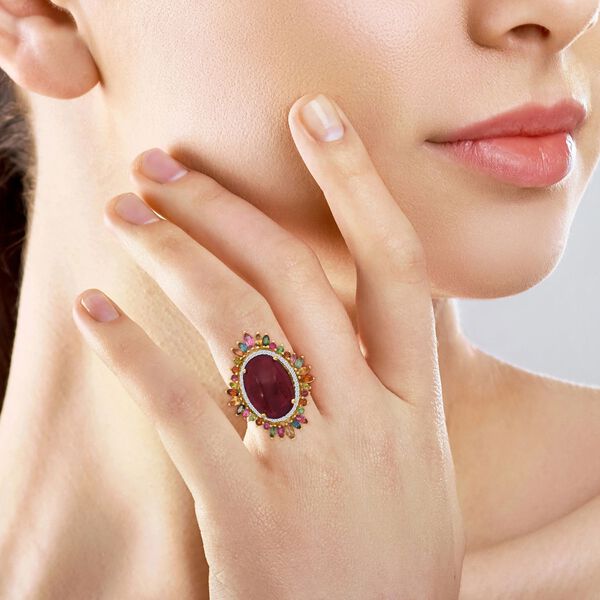 Afrikanischer Rubin, Zirkon und Multi-Turmalin Ring - 23,41 ct. image number 2
