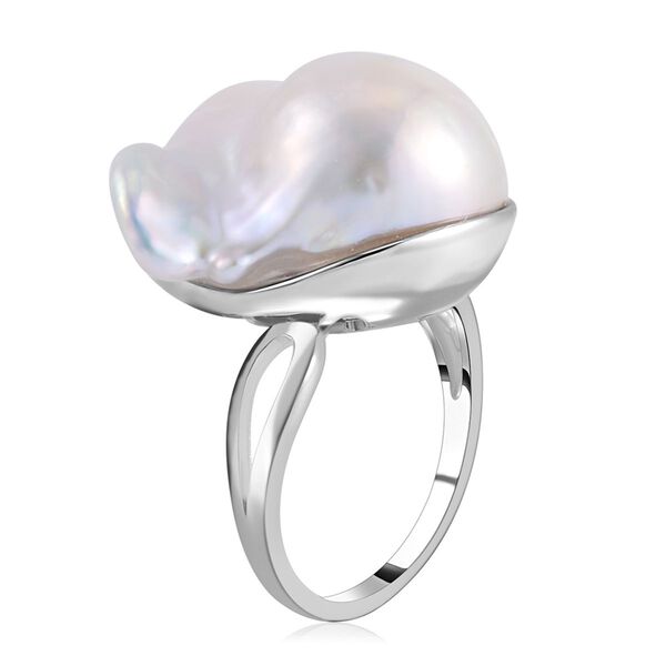 13-16 mm wei&szlig;er Barockperlen-Ring image number 5