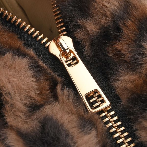 Leopardenmuster-Fellimitat-Tasche, 46x11x35 cm, Schwarz-Braun image number 7