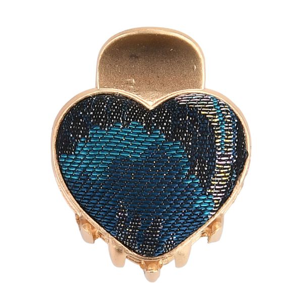 LA MAREY 2er-Set Brokat Seiden-Haarspangen und Ohrringe, Grün image number 5