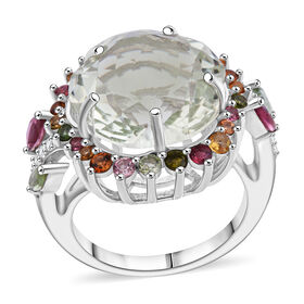 AA Prasiolith, Multi-Turmalin und Zirkon Ring - 11,38 ct.