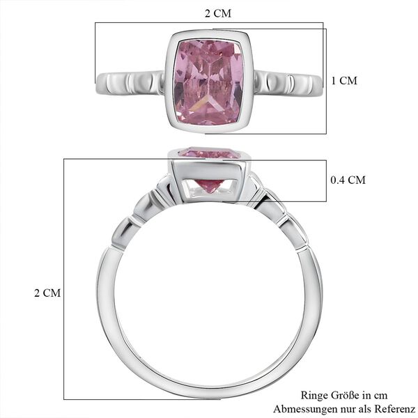 Rosa Zirkonia-Solitär-Ring in Silber, 2,46 ct. image number 7