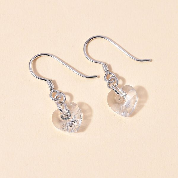 J Francis gefertigt mit SWAROVSKI- Weiße Swarovski Kristall Herz Ohrringe image number 2