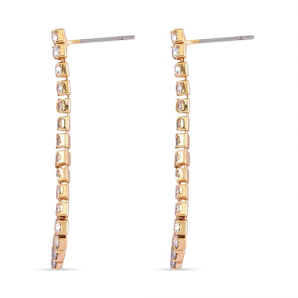 2er Set - Weißer Kristall Ohrringe und Halskette Schmuckset, goldfarben image number 5