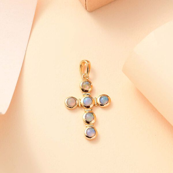 AA Nat&uuml;rlicher, &auml;thiopischer Welo Opal Anh&auml;nger 925 Silber vergoldet ca. 0.47 ct image number 2