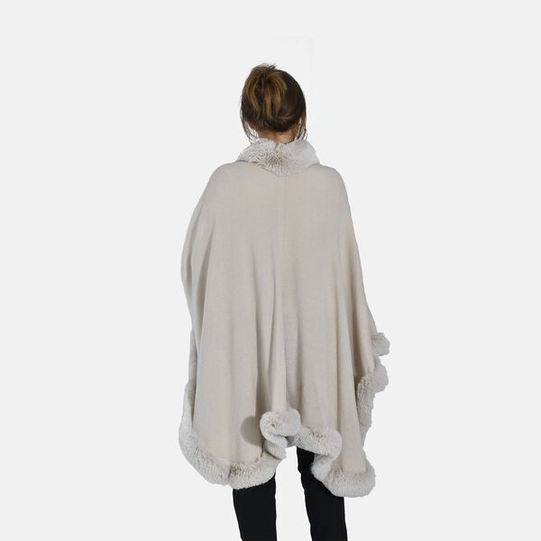 Kunstpelz-Ruana, Einheitsgröße - Creme image number 2