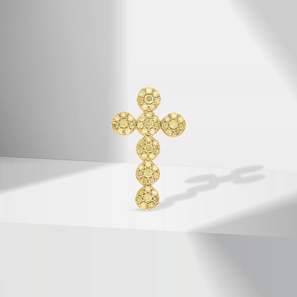 Natürlicher, gelber Diamant Kreuz-Anhänger - 0,33 ct. image number 1