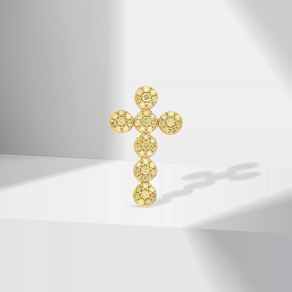 Natürlicher, gelber Diamant Kreuz-Anhänger - 0,33 ct. image number 2