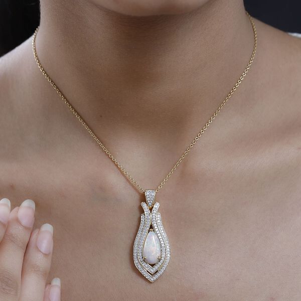 AA natürlicher, äthiopischer Welo Opal und Zirkon-Anhänger - 4,17 ct. image number 8