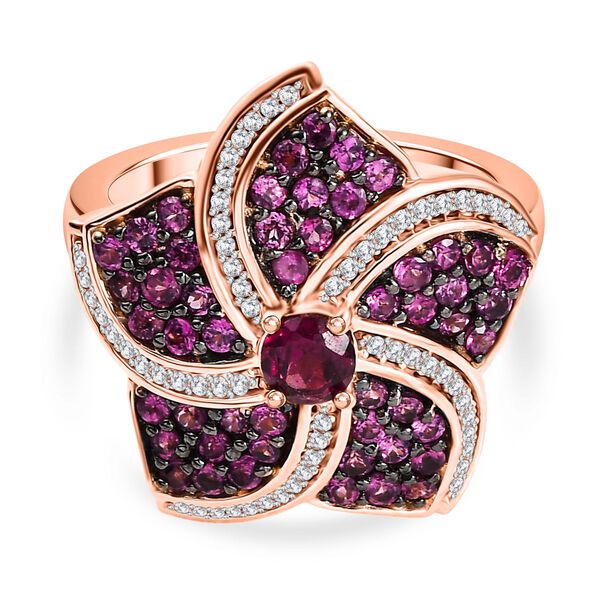 D'Joy Rhodolith Granat und Zirkon Ring - 1,75 ct.