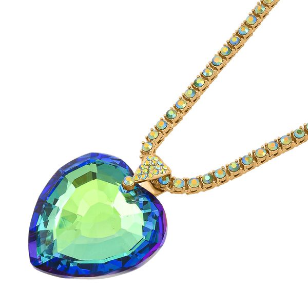 Grüner Magie Farbe Kristall Anhänger mit Kette, Goldfarben image number 3