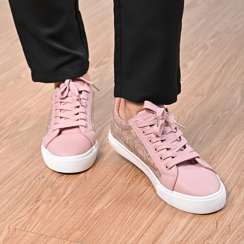 LA MAREY - Sneaker aus Kunstleder, Schlangenhautmuster, Größe 36, Rosa image number 0