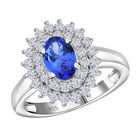 AAA Tansanit und Zirkon Halo-Ring, 925 Silber platiniert  ca. 1,30 ct image number 3