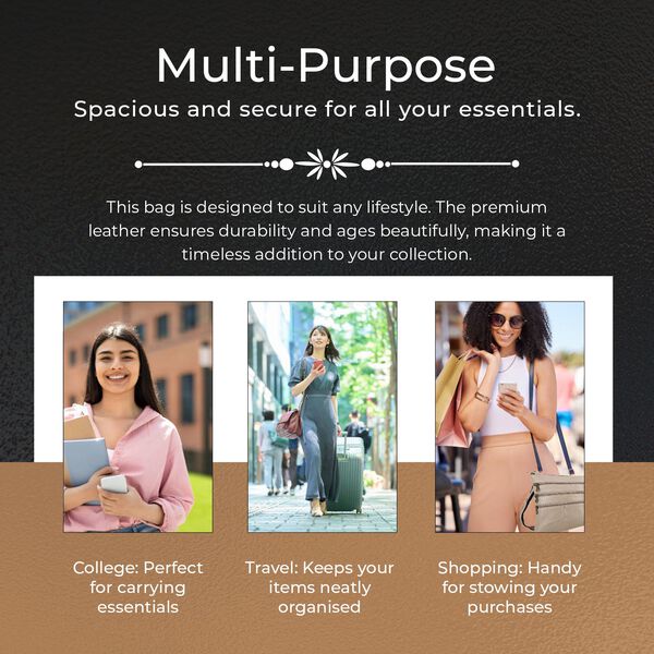 Echtleder Crossbody Tasche mit Kroko-Pr&auml;gung, Taupe image number 6