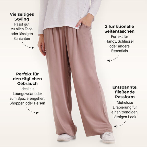 Locker geschnittene Damenhose mit Gummibund, Einheitsgröße, Blau image number 3