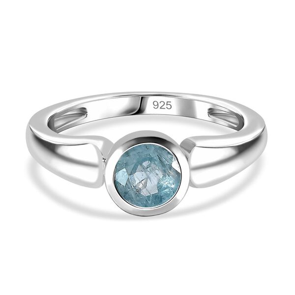 TUCSON FIND - Nat&uuml;rlicher AA Aqua Kyanit Ring 925 Silber rhodiniert (Gr&ouml;&szlig;e 17.00) ca. 1.03 ct