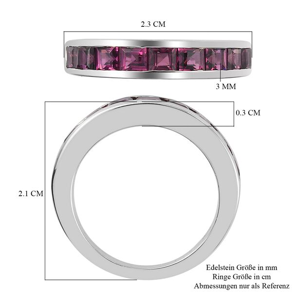 Rhodolith Granat Band Ring 925 Silber Platin-Überzug image number 7