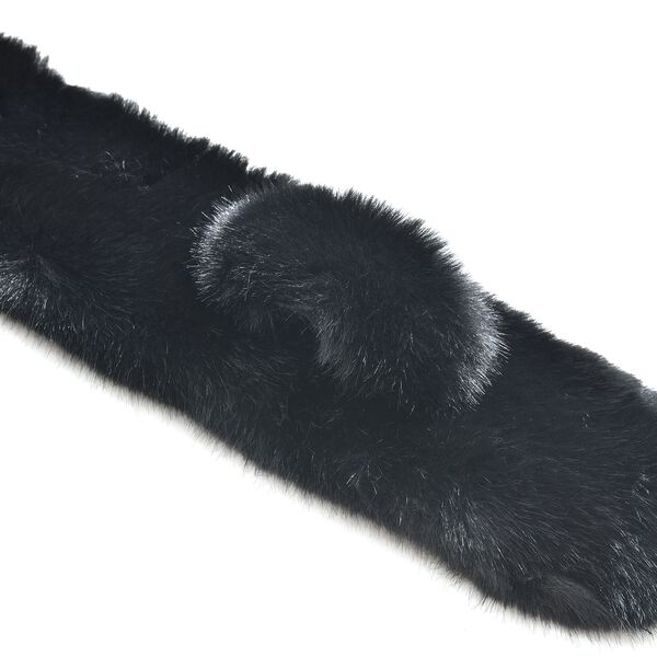 Flauschiger Kunst-Nerzpelz-Schlaufenschal, 89x11cm, Schwarz image number 4