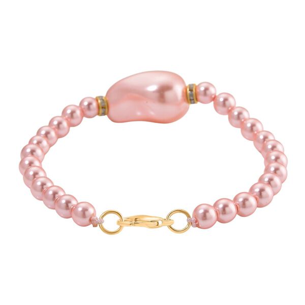 3er Set Rosa Muschelkernperlen-Schmuckstücke, bestehend aus Armband (ca. 19 cm) und zwei Halsketten (ca. 40 cm und 50 cm), gelb vergoldet image number 7