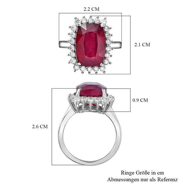 AAA Afrikanischer Rubin und Moissanit-Ring, 925 Silber platiniert  ca. 10,69 ct image number 7