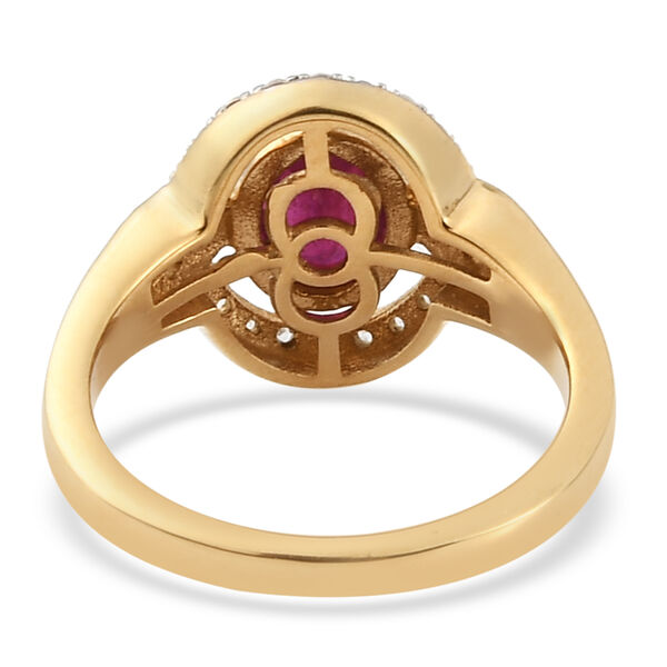 Afrikanischer Rubin und Zirkon-Ring, (Fissure gefüllt), 925 Silber vergoldet image number 6