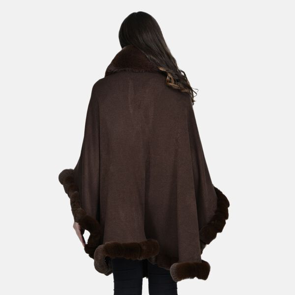 La Marey - Kunstpelz Mantel mit Knopfleiste, 75x115 cm, Dunkelbraun image number 1