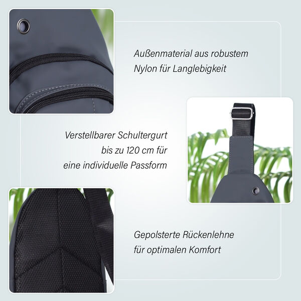 Multifunktionale Brusttasche mit RFID-Schutz in Grau image number 3