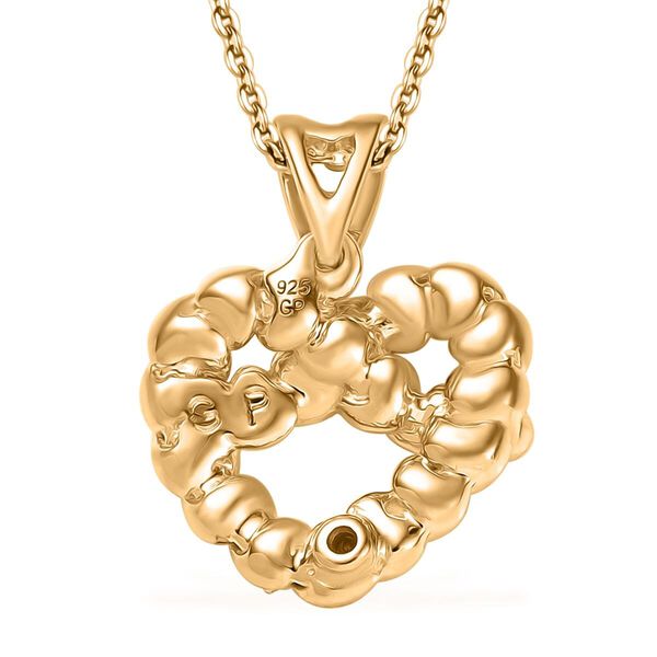 GP Amore Kollektion - Natürlicher weißer  Diamant und Kanchanaburi blauer Saphir Anhänger mit 50cm Kette, 925 Silber 750 Gelbgold Vermeil - 0,15 ct. image number 5