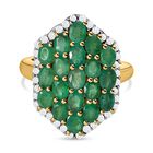 Kagem Sambischer Smaragd, weißer Zirkon Ring, 925 Silber vergoldet (Größe 20.00) ca. 3.06 ct