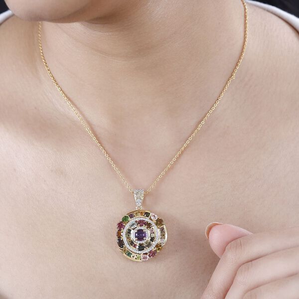 GP Celestial Dream Kollektion- Multi-Turmaline, afrikanischer Amethyst, Zirkon und blauer Saphir-Anh&auml;nger mit 45cm Kette -5,99 ct. image number 3