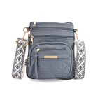 Crossbody-Tasche mit mehreren Fächern, 19x22?cm, Blau-Grau mit gemustertem Schultergurt, blau