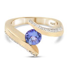 Tansanit und Zirkon-Ring, 925 Silber vergoldet (Größe 18.00) ca. 1,28 ct