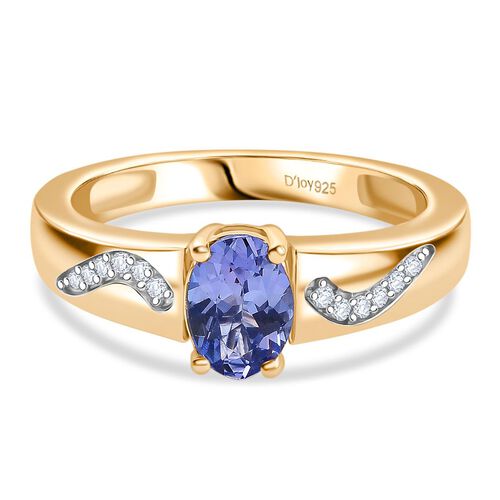 D Joy Tansanit, Moissanit Ring 925 Silber 750 Gelbgold Vermeil (Größe 18.00) (10-15 Werktage Lieferzeit) ca. 1.12 ct image number 0