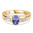D Joy Tansanit, Moissanit Ring 925 Silber 750 Gelbgold Vermeil (Größe 18.00) (10-15 Werktage Lieferzeit) ca. 1.12 ct