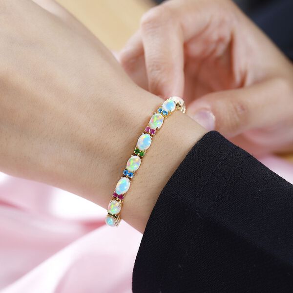 AA Natürliches, äthiopisches Welo Opal und Multi-Edelstein-Armband image number 7