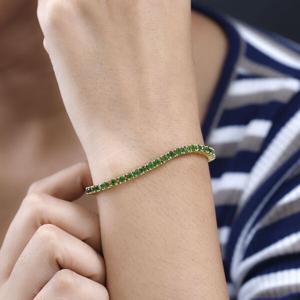 Natürlicher Chromdiopsid Armband, ca. 19 cm, 925 Silber vergoldet, ca. 7.40 ct image number 3