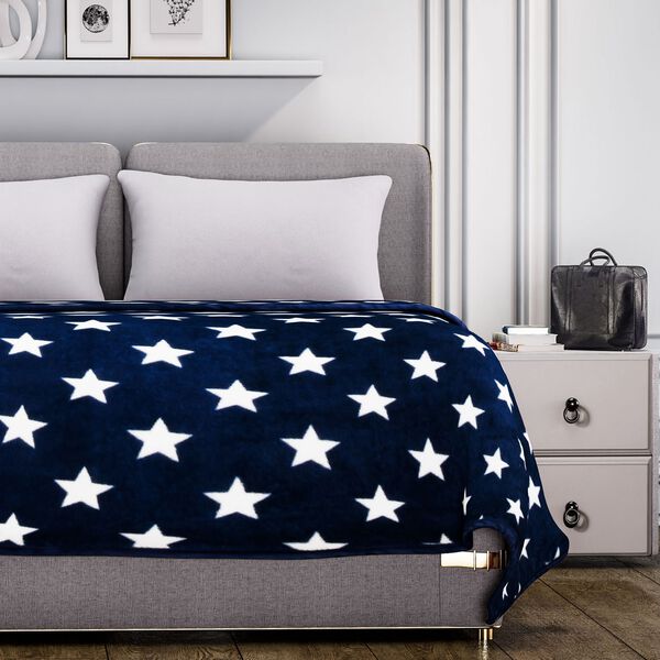 Bedruckte Flanell-Decke, gestrickt, rot image number 3